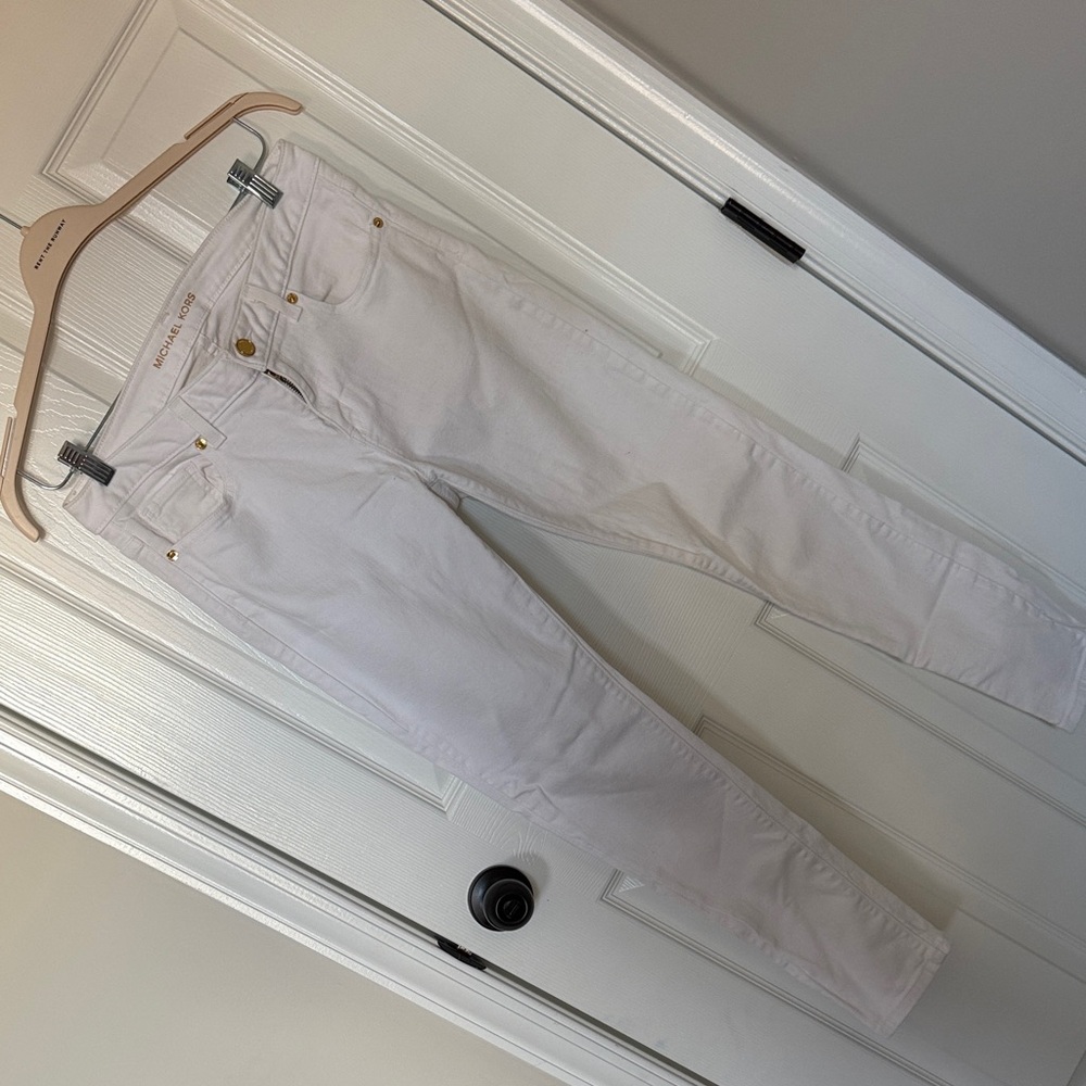 Michael Kors White Jeans with Gold Accents